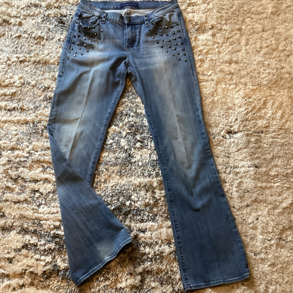 ROCK & REPUBLIC Queen B Studded Kasandra Flare Blue Jeans Women’s 12M